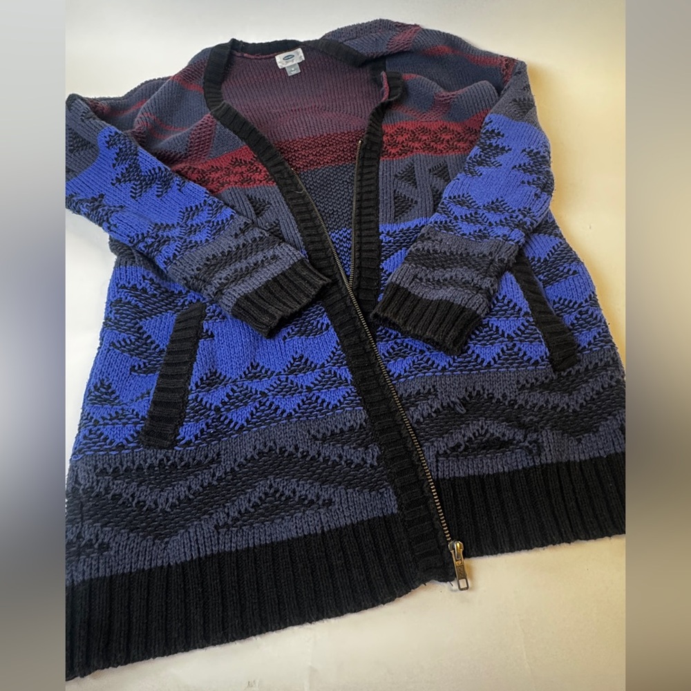 Cottagecore Vintage Old Navy Cardigan Sweater Nordic Fair Isle Ombre Knit Zip Up